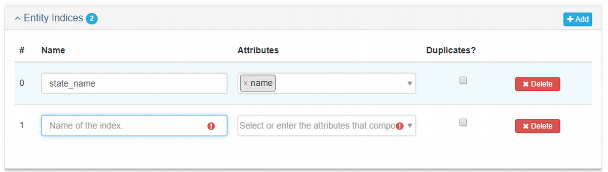 Entity Indices Panel