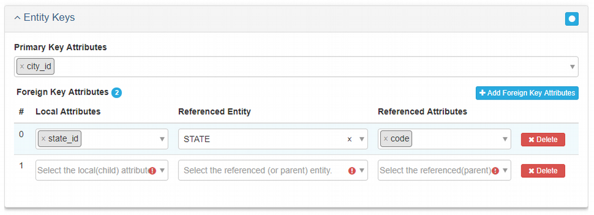 Entity Keys Panel