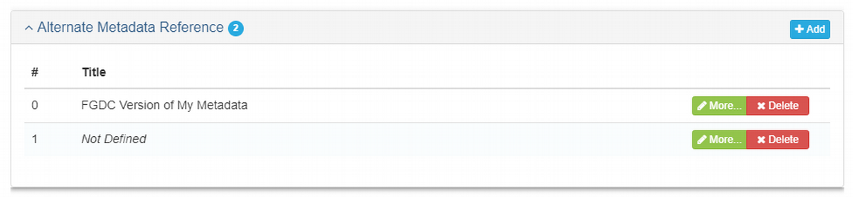 Alternate Metadata Reference Array