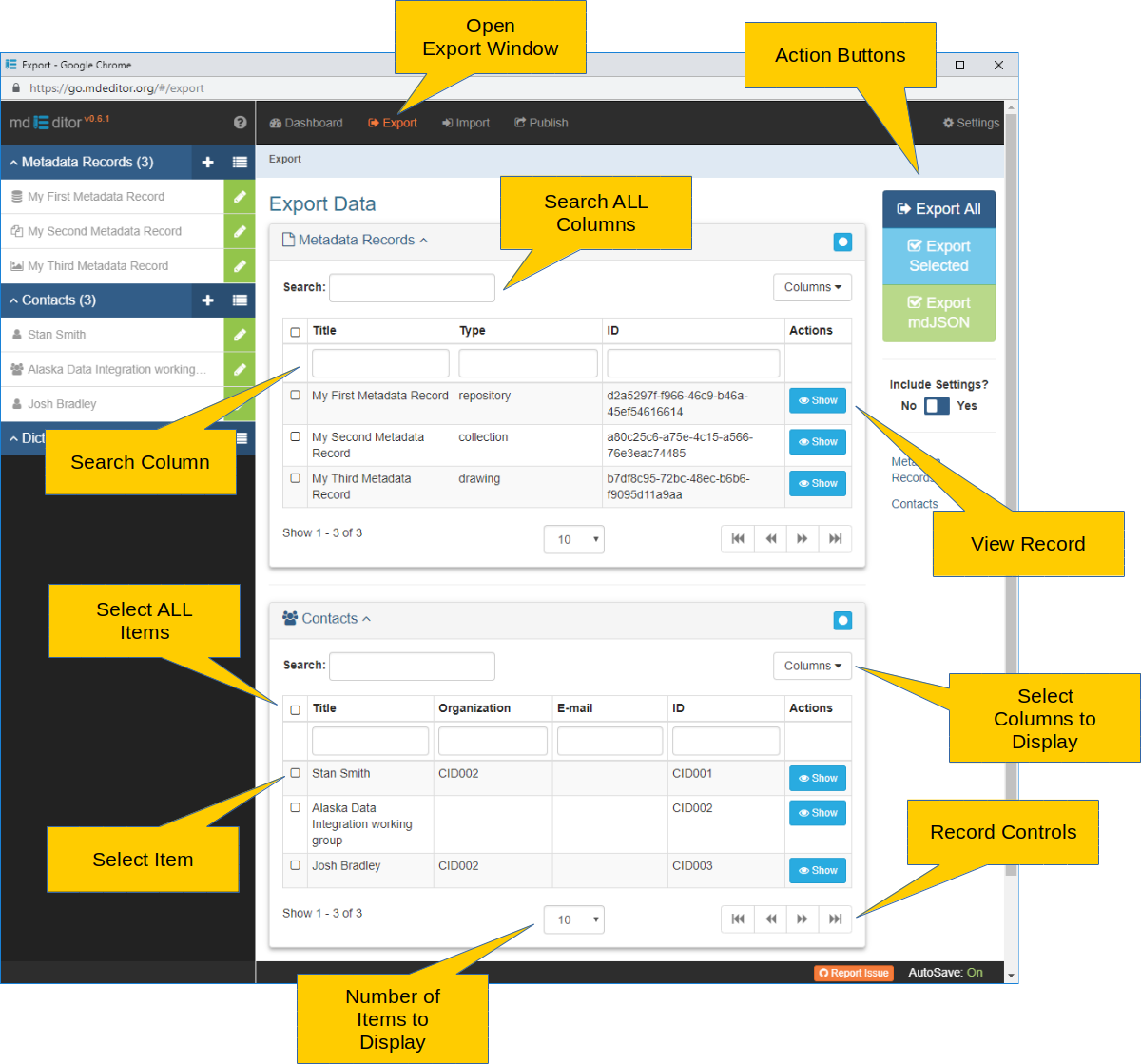 Export Window